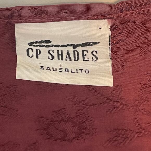 CP Shades Burgundy Button Top Womens Small Pleated V-Neck Tonal Floral Print - Picture 4 of 7